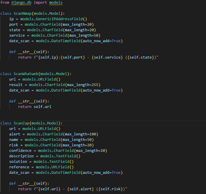 Capture d'écran des modèles